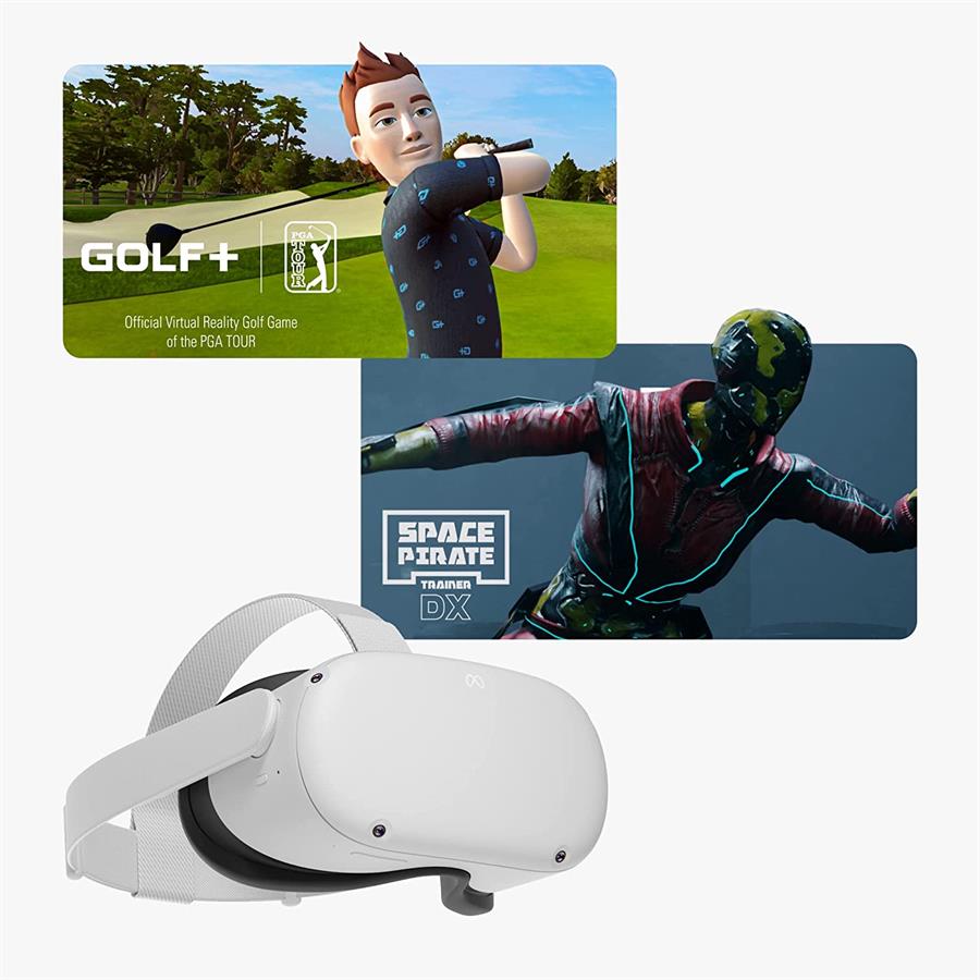 Casco de Realidad Virtual Oculus Meta Quest 2 128gb Bundle Golf + Space Pirate Trainer DX