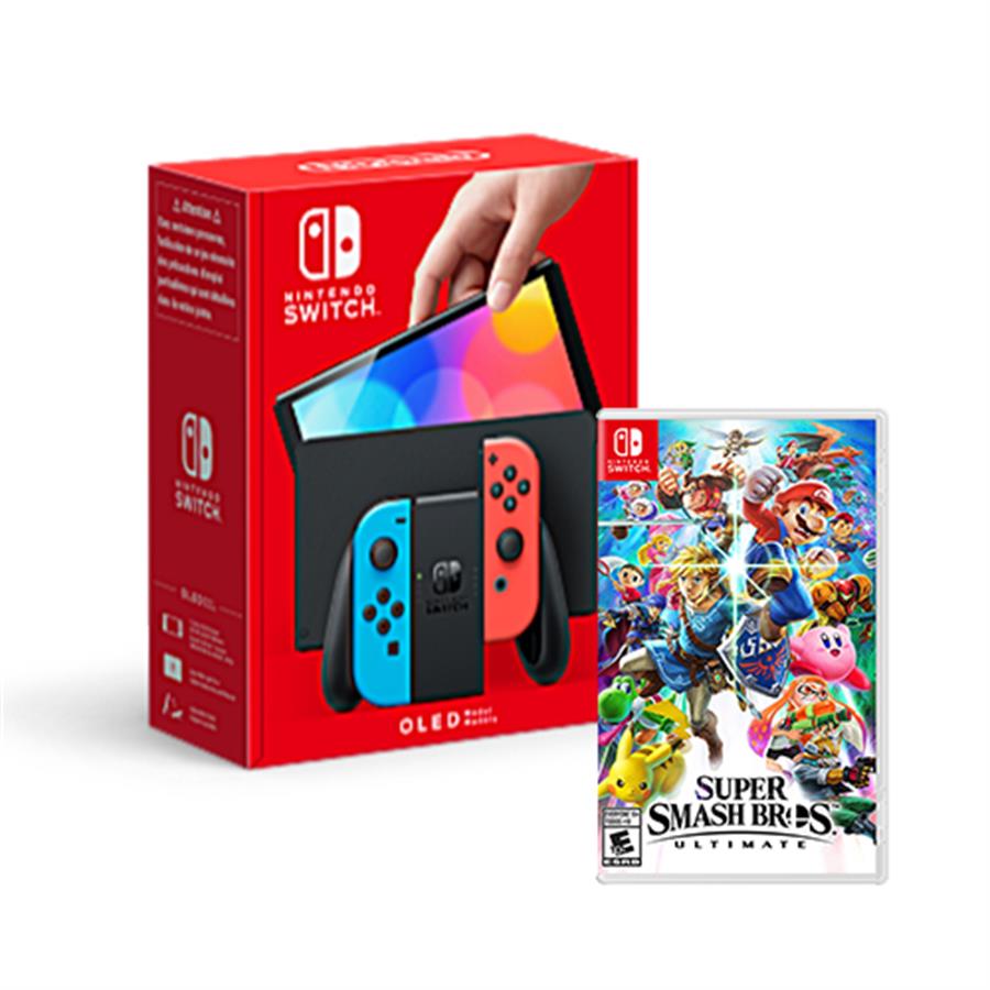 Consola Nintendo Switch Oled 64Gb Neon (JPN) NSW + Juego Nintendo Switch Super Smash Bros Ultimate NSW