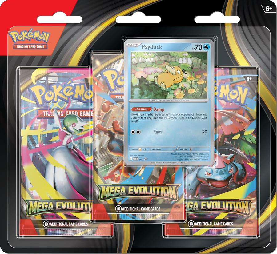 Cartas Pokemon Mega Evolution 3-PACK Booster Blister Psyduck Español TCG