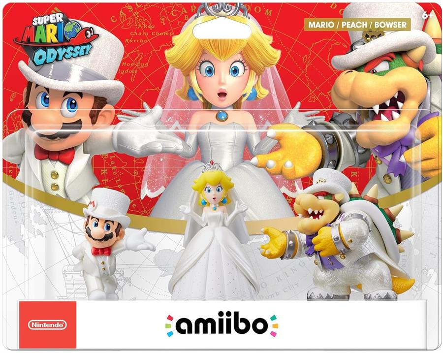Figura Amiibo Nintendo Switch Super Mario Odyssey Wedding 3 PACK Amiibo NSW