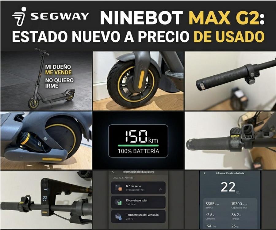 Monopatín Segway Ninebot Max G2 Negro Bateria 100% Como Nuevo (Usado)