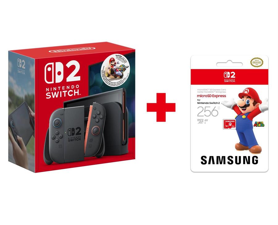 Consola Nintendo Switch 2 Mario Kart Bundle (HK) + Memoria Samsung Microsd Express 256gb + Adaptador enchufe - Combo
