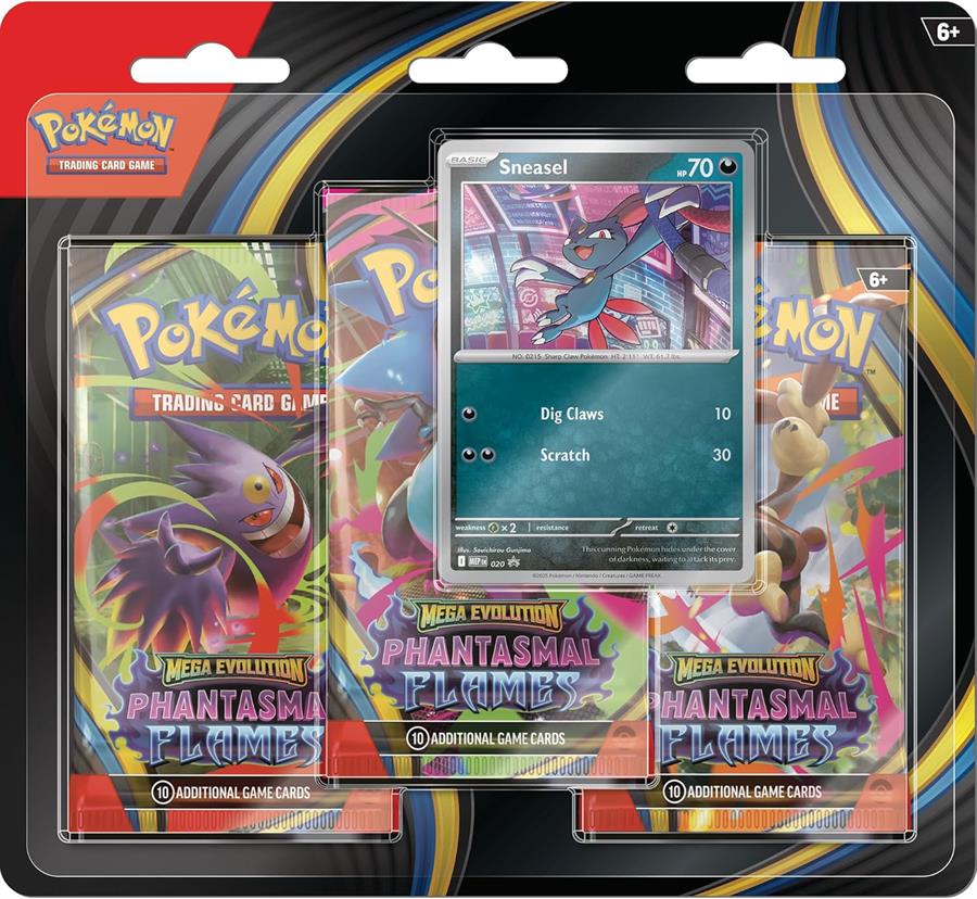 Cartas Pokemon Mega Evolution Phantasmal Flames 3-PACK Booster Blister Sneasel Ingles TCG
