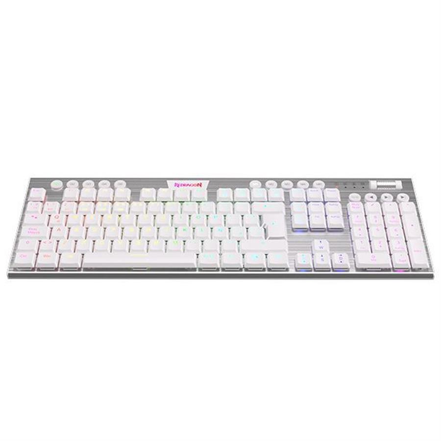 Teclado Redragon K619 Horus TKL Wireless Red Switches Blanco
