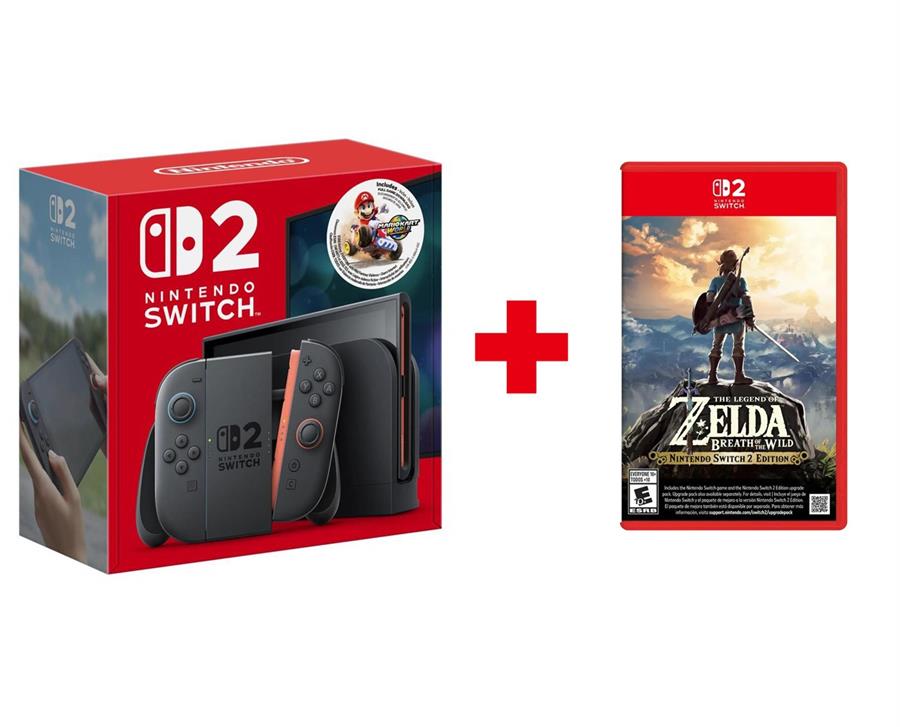 Consola Nintendo Switch 2 Mario Kart Bundle (HK) + Juego Zelda Breath of the Wild + Adaptador enchufe - Combo