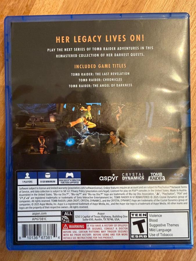 Juego Playstation 4 Tomb Raider Tomb Raider IV-VI Remastered CAJA DAÑADA PS4