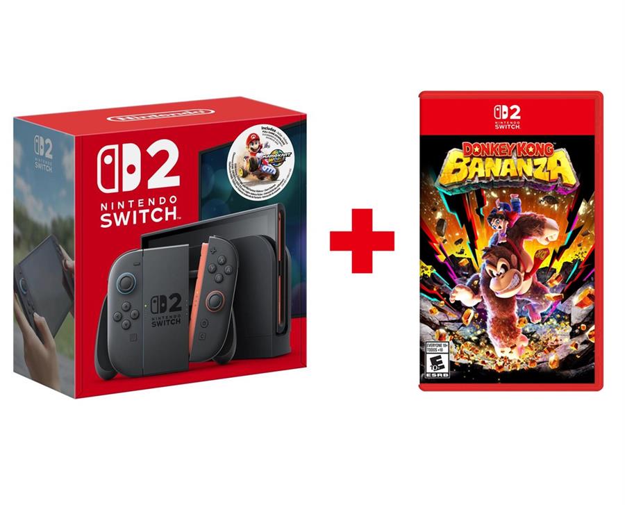 Consola Nintendo Switch 2 Mario Kart Bundle (HK) + Juego Donkey Kong Bananza + Adaptador enchufe - Combo
