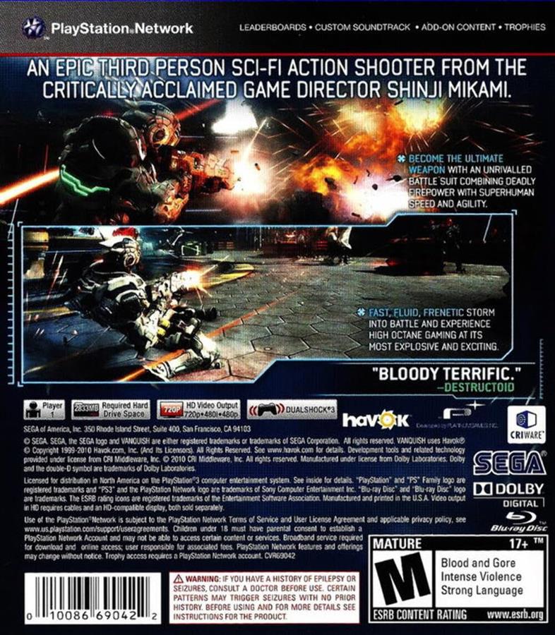 Juego Playstation 3 VANQUISH PS3